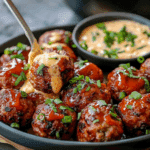 Korean BBQ Meatballs with Spicy Mayo Dip
