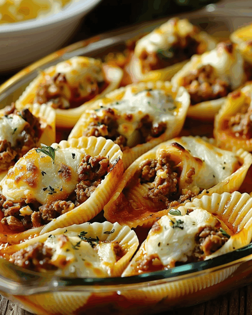 Beef-Stuffed Shells with Creamy Ricotta Filling