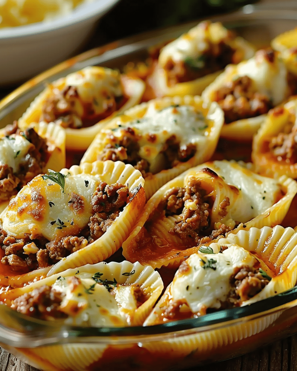 Beef-Stuffed Shells with Creamy Ricotta Filling