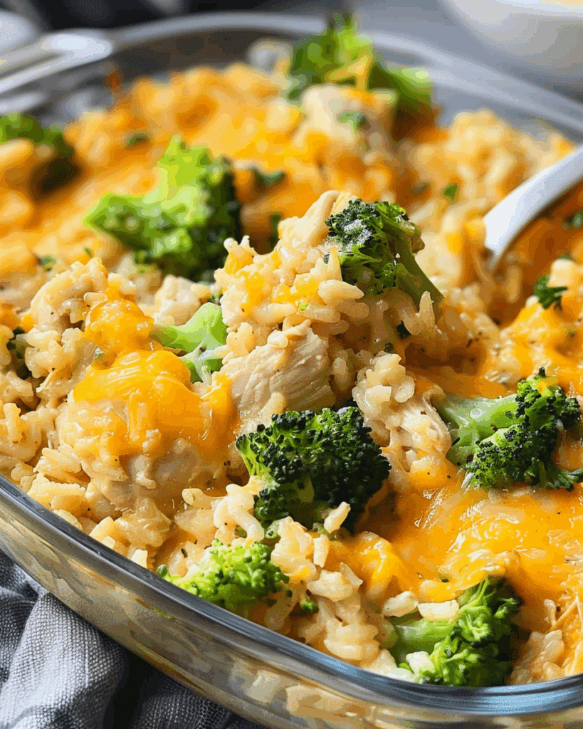 Cheesy Broccoli Chicken and Rice Casserole
