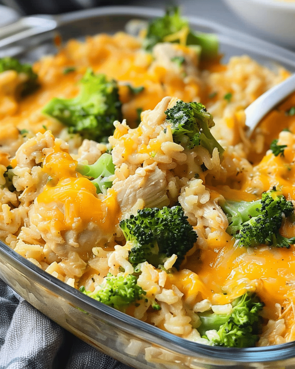 Cheesy Broccoli Chicken and Rice Casserole