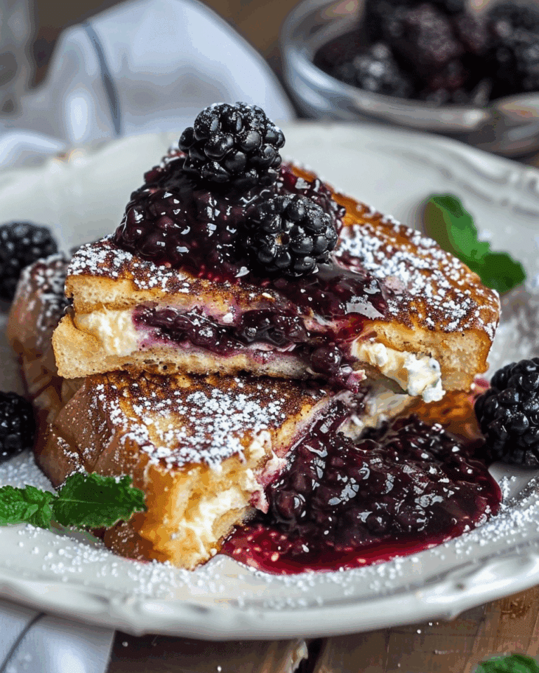 Cream Cheese Stuffed French Toast with Blackberry Compote Delights!