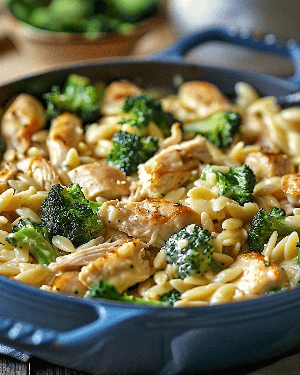 Creamy Cheesy Chicken Broccoli Orzo