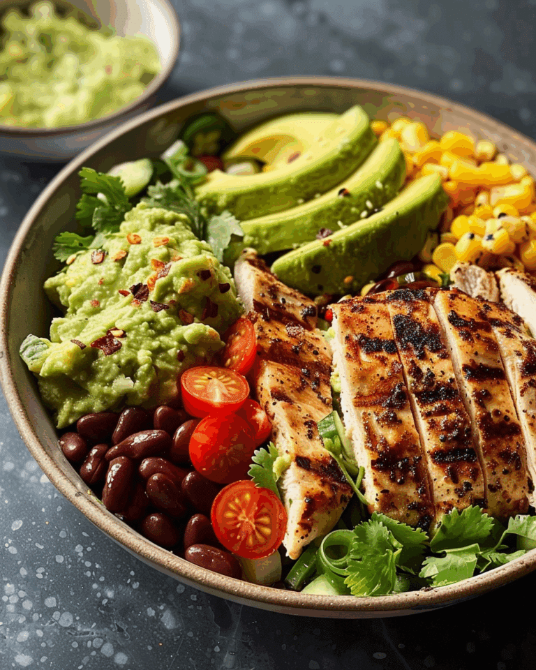 Epic Grilled Chicken Power Bowl with Guacamole & Veggies