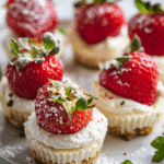 Frozen Ricotta Cheesecake Bites in Strawberries