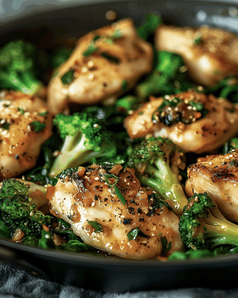 Garlic Chicken with Broccoli and Spinach