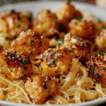 Garlic Butter Chicken Bites with Creamy Parmesan Pasta