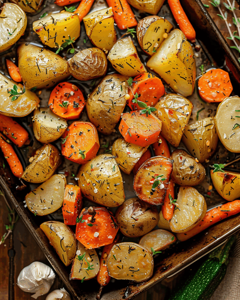 Garlic Herb Roasted Potatoes, Carrots, and Zucchini