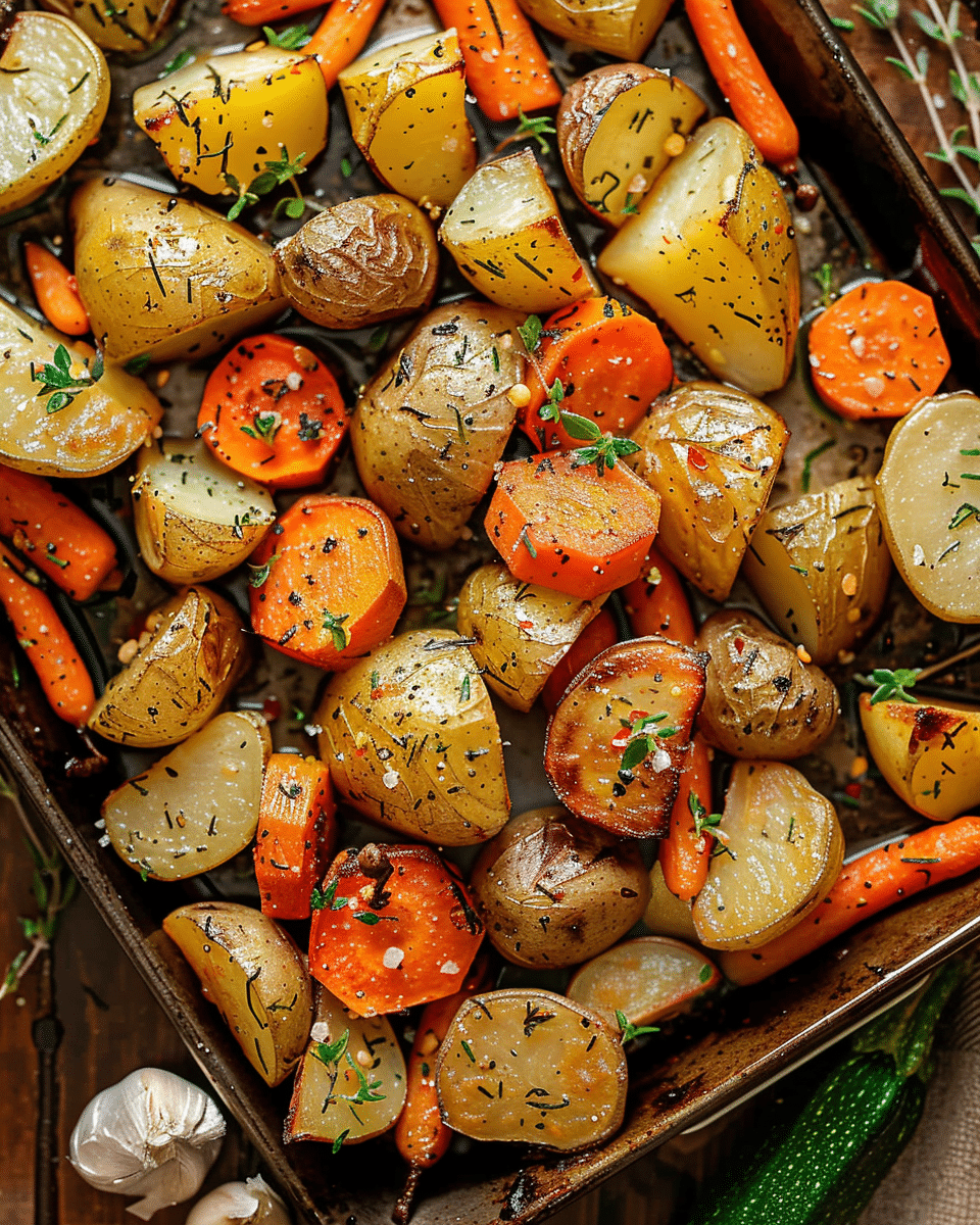Garlic Herb Roasted Potatoes, Carrots, and Zucchini