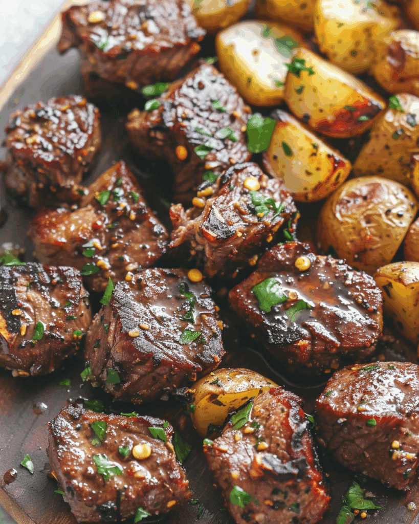 Garlic Steak Bites and Potatoes
