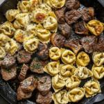 Garlic Steak & Cheese-Filled Tortellini Skillet