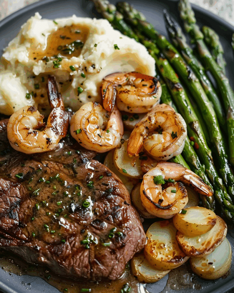Herb-Glazed Grilled Steak & Spiced Shrimp