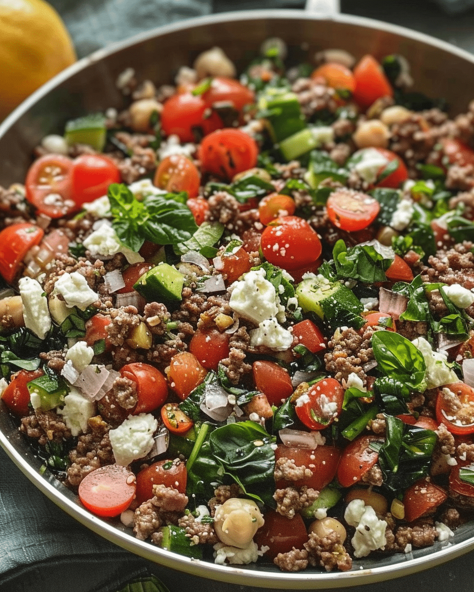Mediterranean Ground Beef Skillet