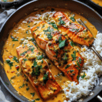 One-Pan Coconut Curry Salmon with Garlic Butter