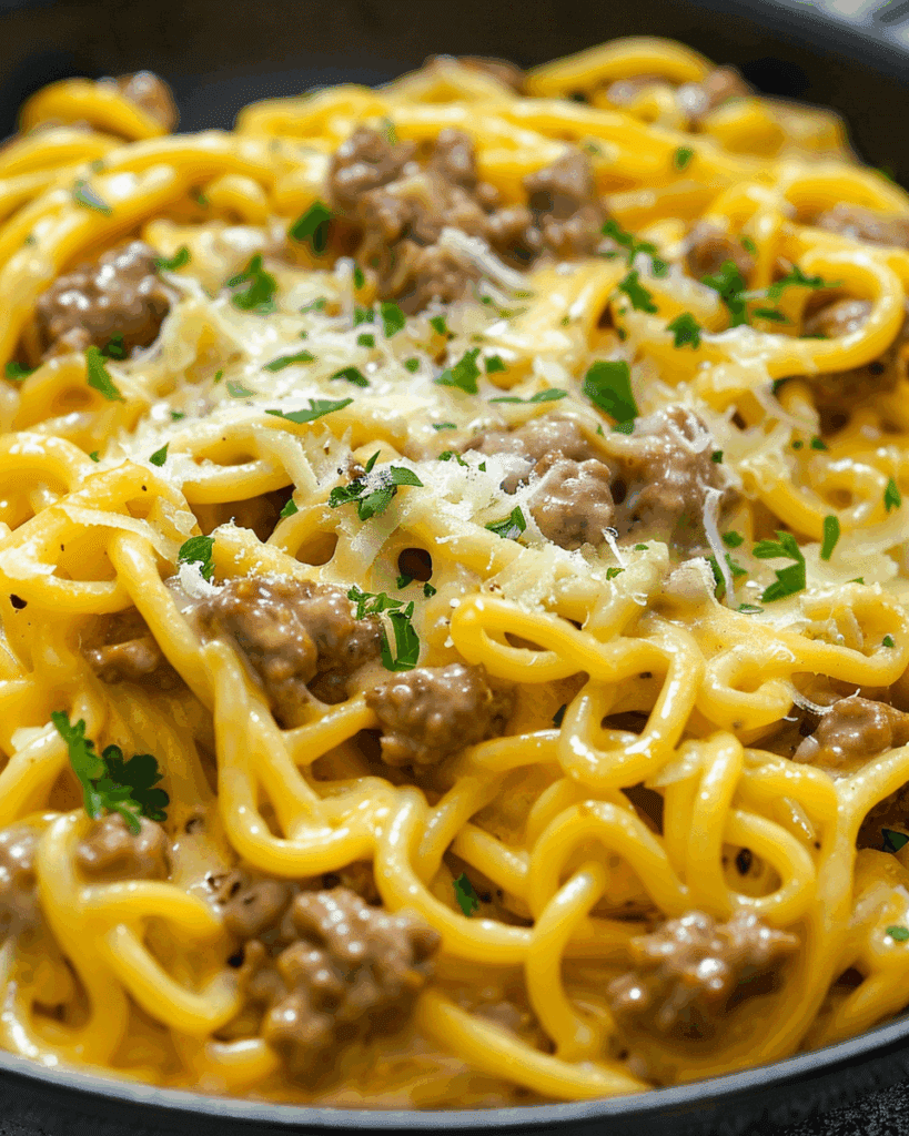 One-Pot Creamy Beef and Garlic Butter Pasta
