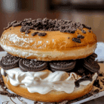 Oreo Cheesecake Stuffed Donut Burger
