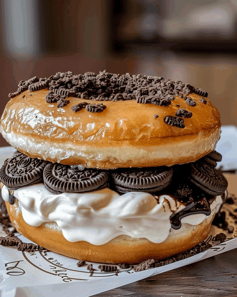 Oreo Cheesecake Stuffed Donut Burger