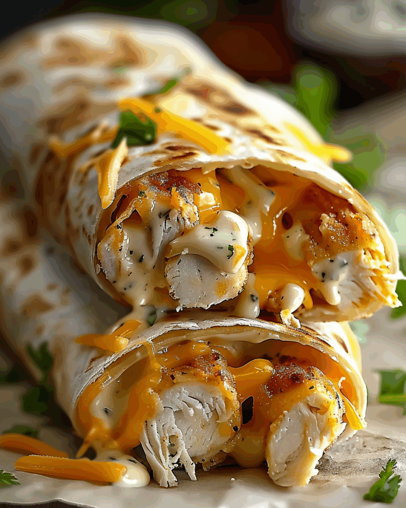 Cheesy Garlic Chicken Wraps