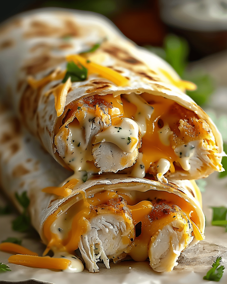 Cheesy Garlic Chicken Wraps