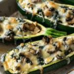 Spinach, Mushroom, and Ricotta Stuffed Zucchini Boats