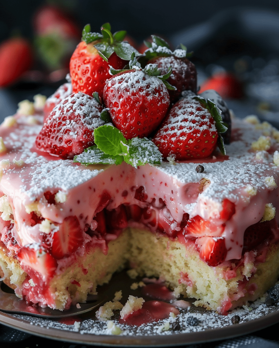 Strawberry Earthquake Cake
