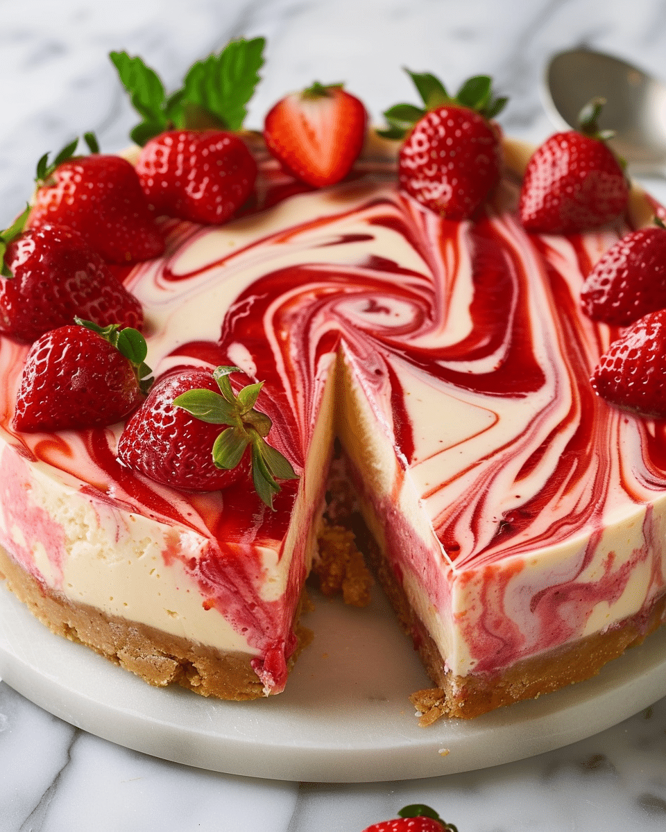 Strawberry Swirl Cheesecak