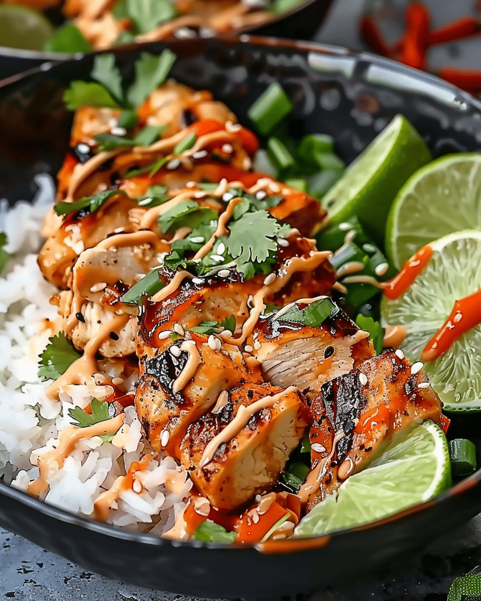 Sweet Chili Chicken Bowl with Coconut Lime Drizzle