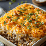 Cheesy Ground Beef and Rice Casserole