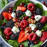 Berry Spinach Salad with Pecans, Feta, and Balsamic Glaze