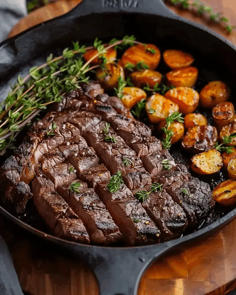Garlic Butter Steak with Brussels Sprouts and Butternut Squash