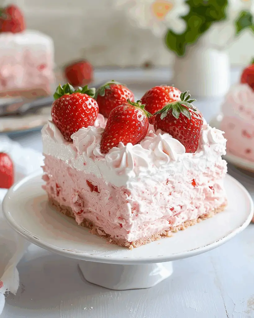 3‑Ingredient No Bake Strawberry Cloud Cake