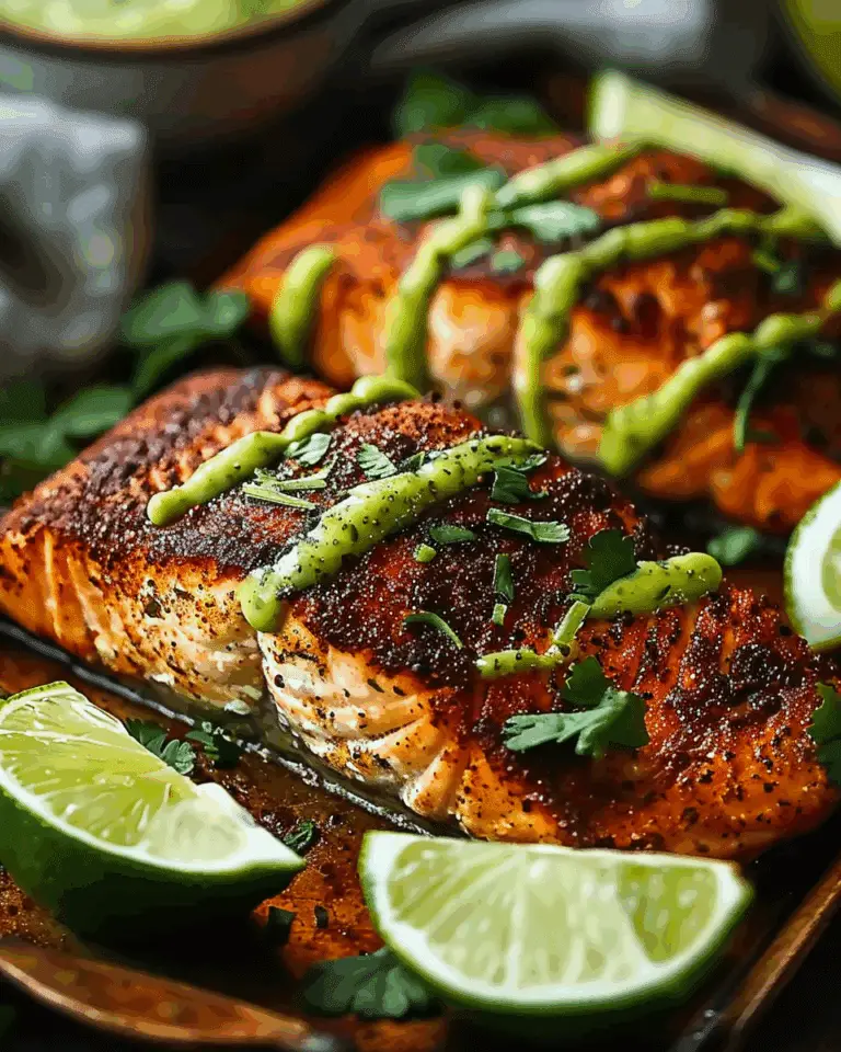 Baked Cajun Salmon with Creamy Avocado Lime Sauce