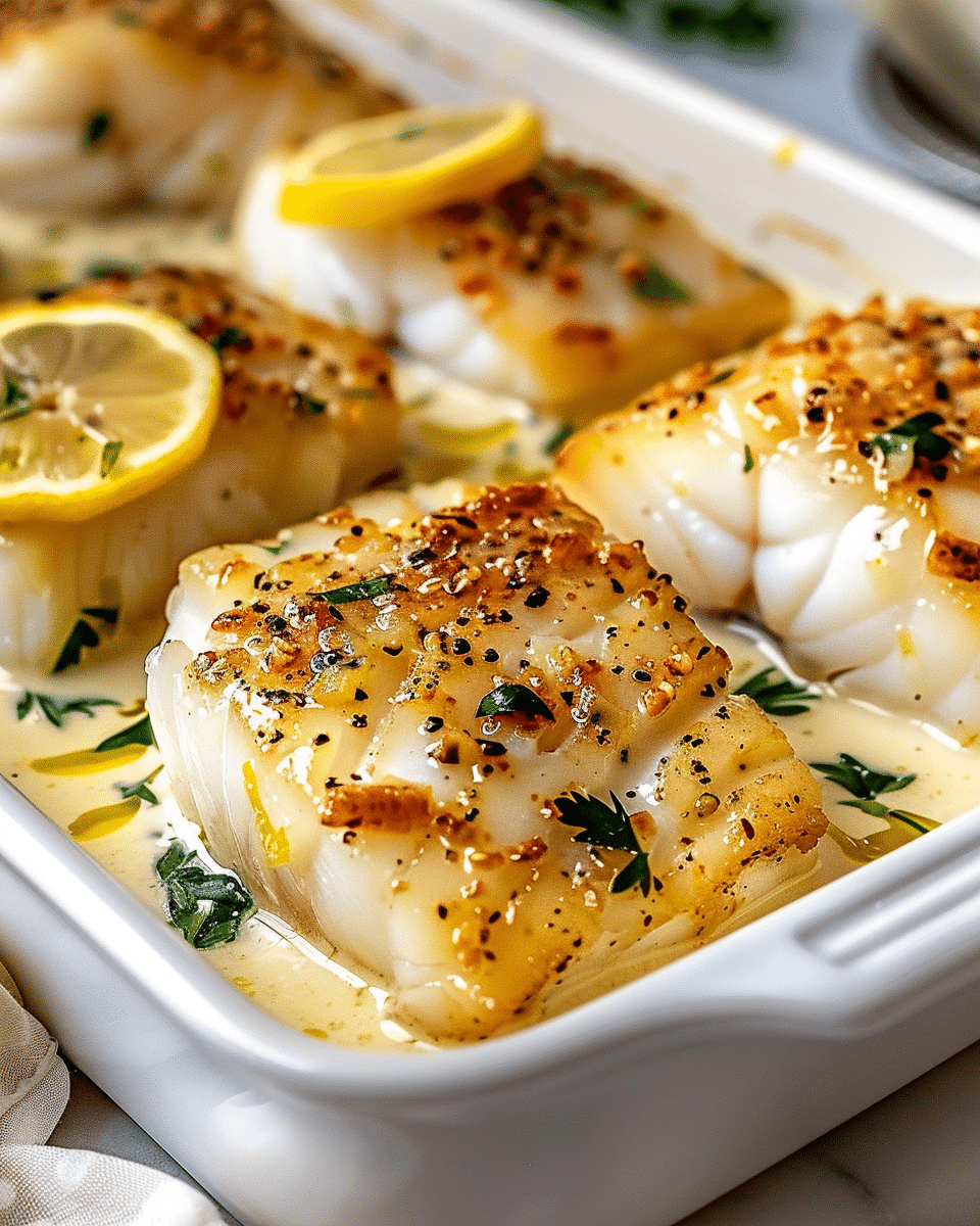 Baked Cod in Coconut Lemon Cream Sauce