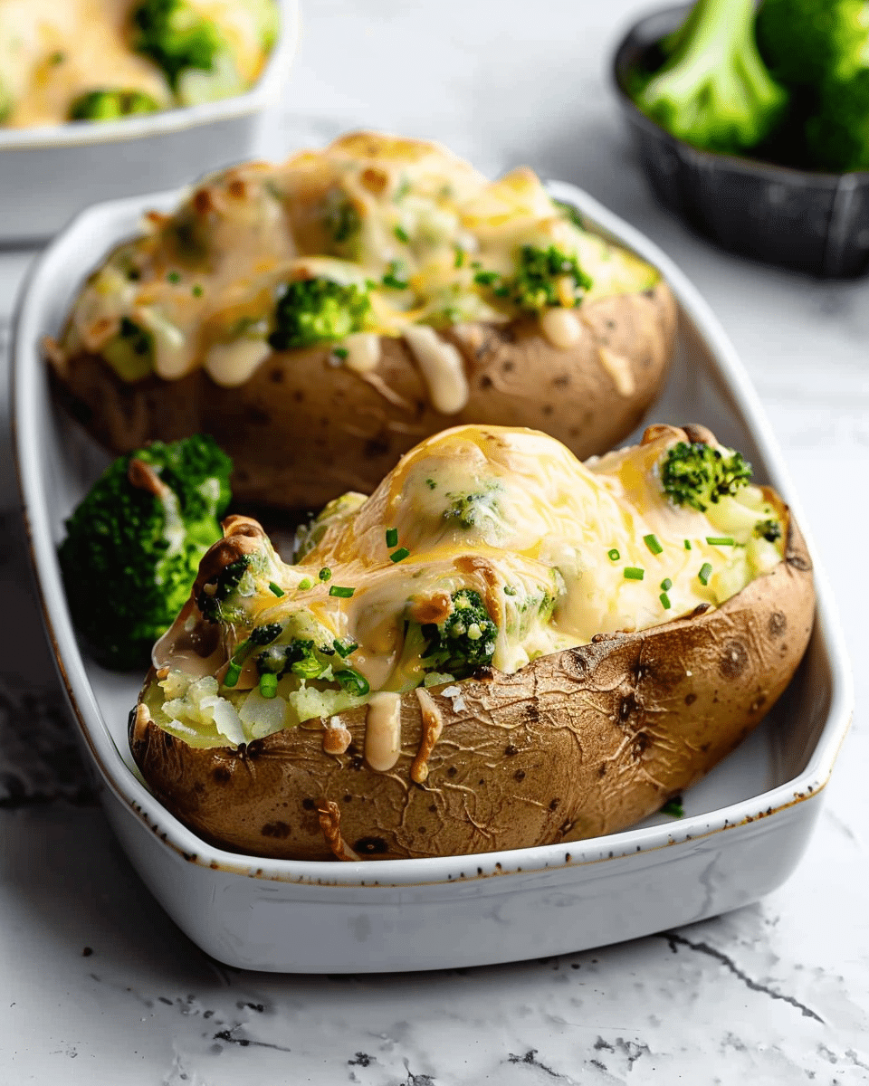 Broccoli Cheddar Stuffed Baked Potatoes