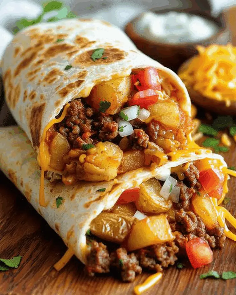 Easy Homemade Cheesy Potato Burritos with Beef