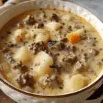 Crockpot Creamy Potato & Hamburger Soup