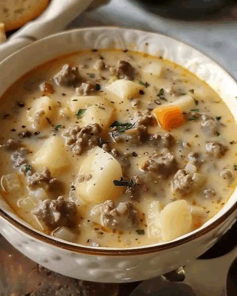 Crockpot Creamy Potato & Hamburger Soup