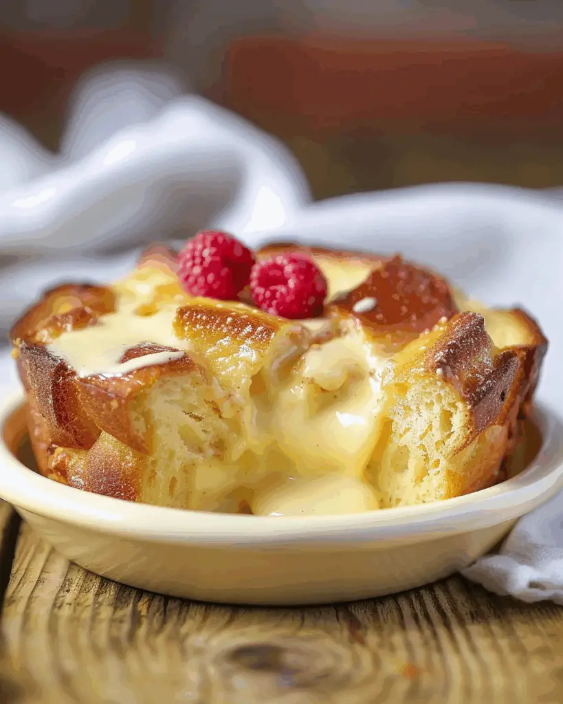 Custard Bread Pudding with Vanilla Sauce