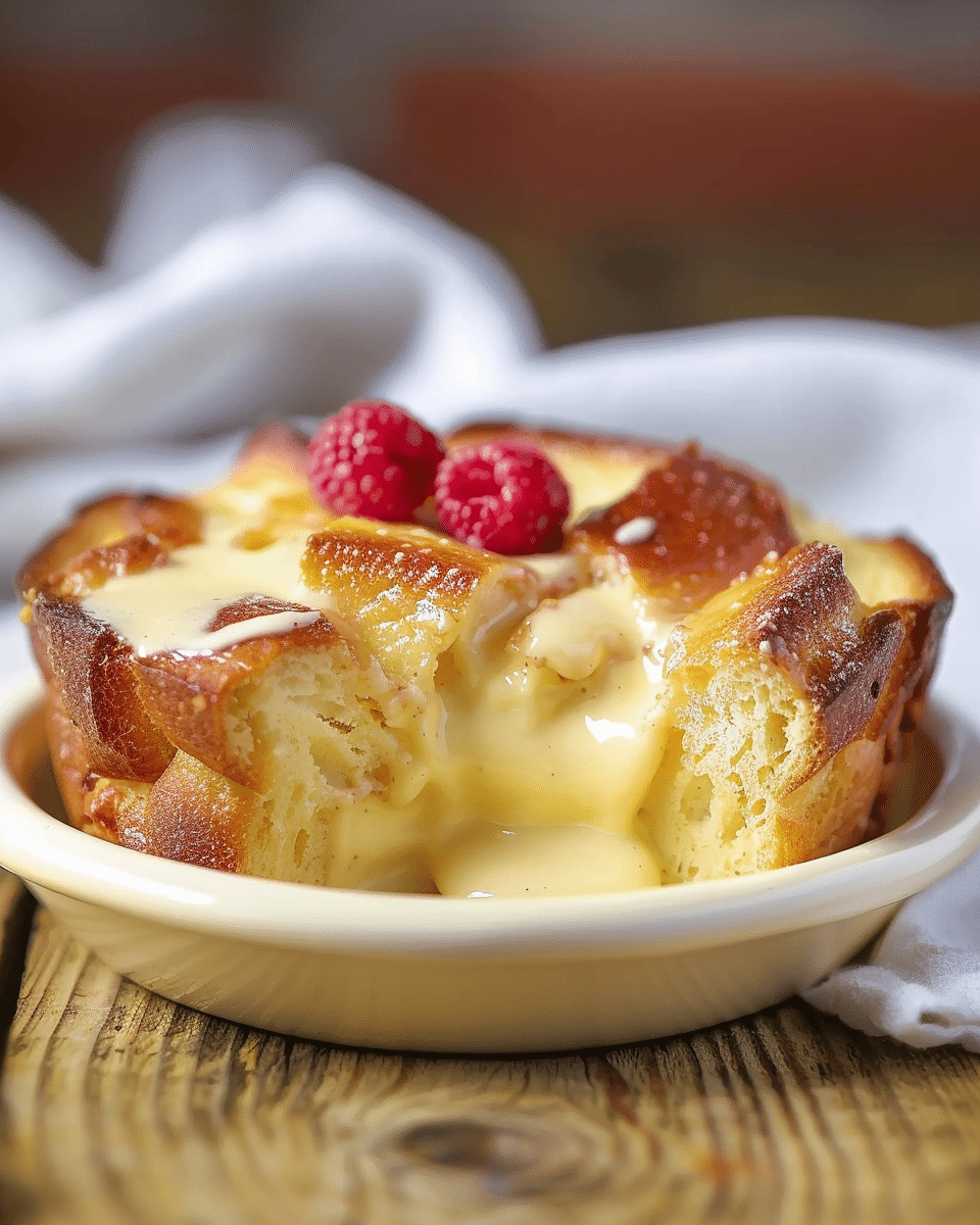 Custard Bread Pudding with Vanilla Sauce