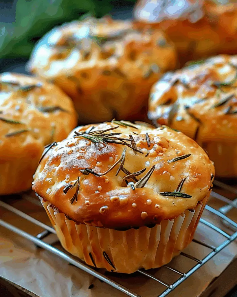 Easy Garlic Rosemary Focaccia Muffins