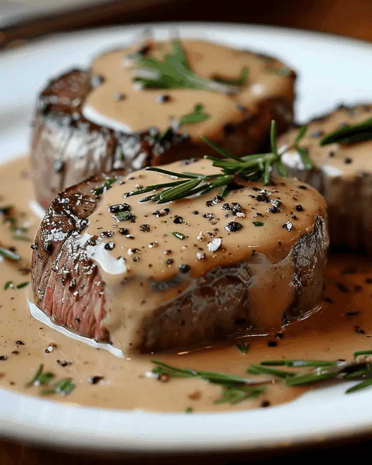 Filet Mignon with Peppercorn Sauce