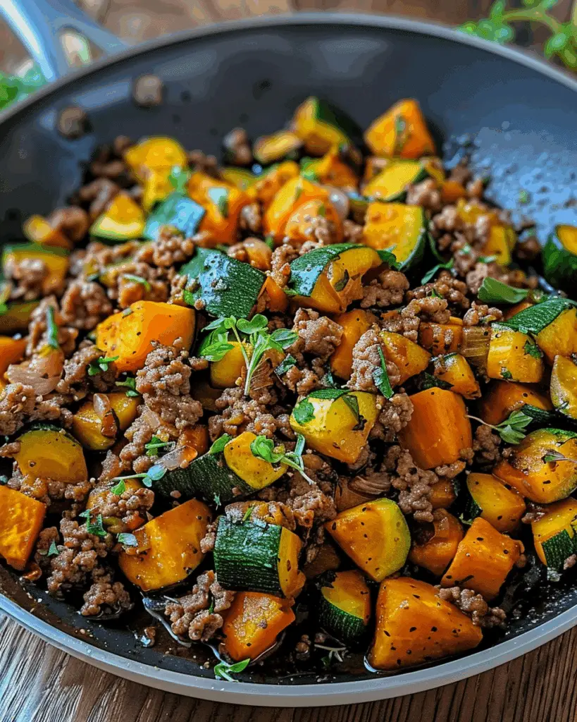 Ground Beef Zucchini Sweet Potato Skillet