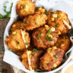 Fried Corn Fritters with Sriracha Mayo