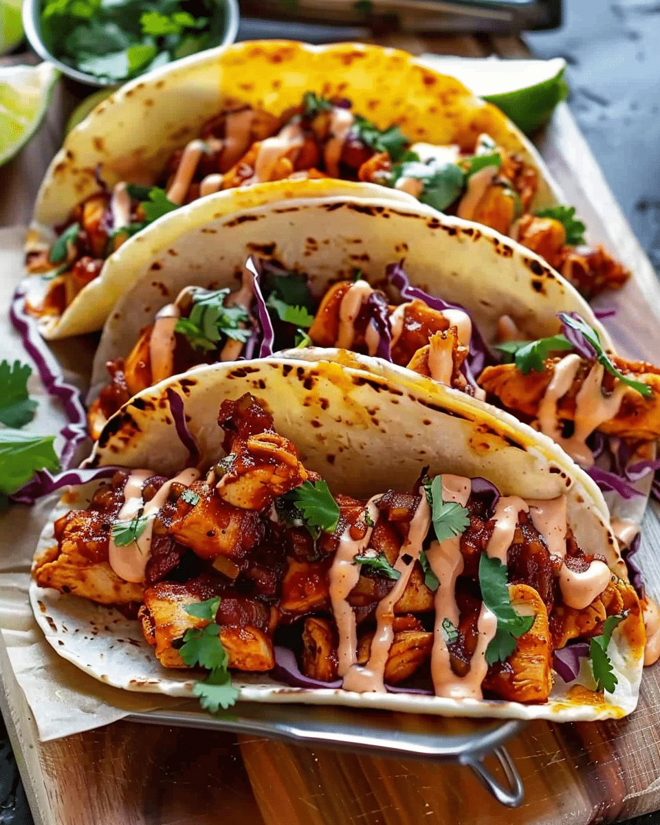 Garlic Butter Honey BBQ Chicken Tacos