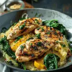 Grilled Chicken with Spaghetti Squash & Spinach