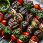 Grilled Steak and Shrimp Skewers with Chimichurri Sauce