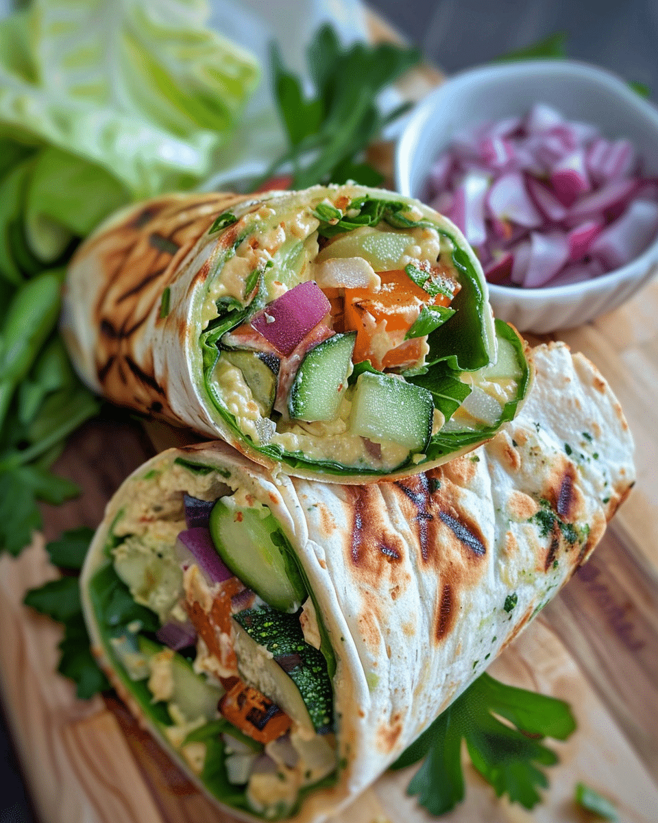 Grilled Vegetable Hummus Wraps