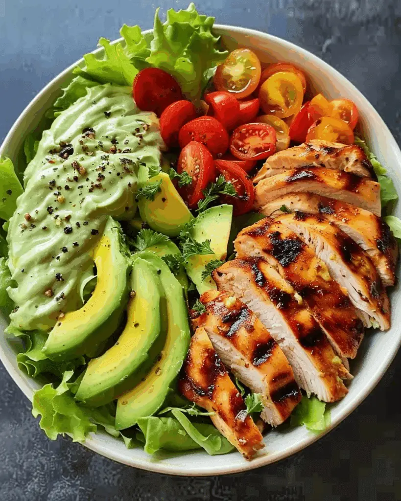 Grilled Chicken and Avocado Salad Bowl