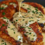 Parmesan Crusted Chicken with Creamy Garlic Sauce
