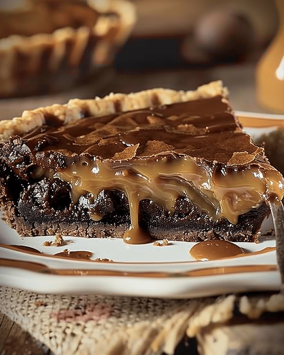Rich and Gooey Caramel Brownie Pie